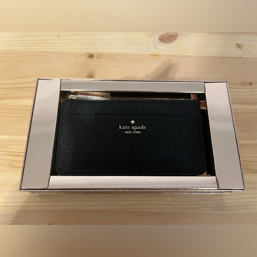 Kate Spade wallet, new, black glitter